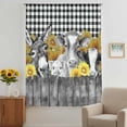 thumbnail image 2 of Farm Animals Sunflowers Sheer Curtains 45 Inches Long, Black White Checkered Plaid Light Filering Curtains, Breathable Simi Curtain Privacy Drapes for Kitchen Bathroom Small Window Treatment, 2 of 9