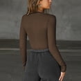 thumbnail image 5 of Womens Sexy Tops Long Sleeve Slim Fit Crop Tee Shirts Low-Cut Ribbed Knit Going Out Blouses Clubwear Outfits (L, Coffee), 5 of 5