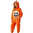 thumbnail image 2 of Ruyelune PinkHalloween Onesie Pajamas for AdultsHalloween Cute Onesie Pajamas for Women Men Funny Party Cosplay Costume Family Hooded Plush Cozy Warm SleepwearS, 2 of 6