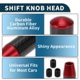 thumbnail image 4 of Perilla de cambio de coche Unique Bargains 13cm Perilla de cambio frontal universal para vehículos automáticos y manuales de fibra de carbono aleación de aluminio roja con 3 adaptadores 1 set, 4 of 6