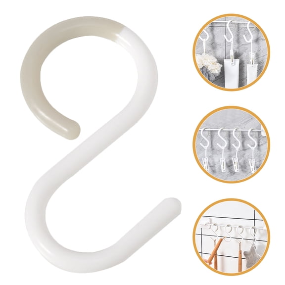 LOLIPPYY 12Pcs White Plastic S Hooks for Closet Coat Hat Hanging Storage Solution