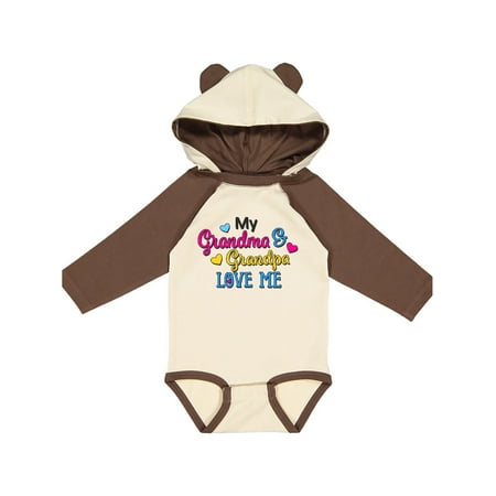 

Inktastic My Grandma and Grandpa Love me with Hearts Gift Baby Boy or Baby Girl Long Sleeve Bodysuit