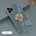 thumbnail image 3 of Luxury Plating Silicone Case For iPhone 15 14 13 12 11 Pro Xs Max Mini SE X XR 7 8 Plus Metal Ring Holder Stand Soft Phone Cover, 3 of 5