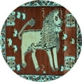 thumbnail image 1 of Ahgly Company Indoor Round Animal Light Blue Traditional Area Rugs, 4' Round, 1 of 4