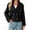 Black, variant on Long Sleeve Double Breasted Women Casual Trench Coat Crop Jacket