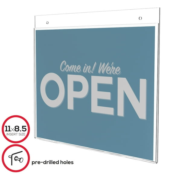Classic Image Wall-Mount Sign Holder, Landscape, 11 X 8 1/2, Clear | Bundle of 5