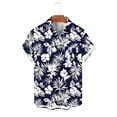thumbnail image 6 of Men's Hawaiian Wrinkle Short Sleeve Button Down Tropical Floral Beach Vacation Shirt Black XL, 6 of 7