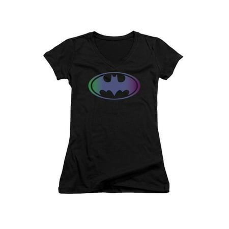 Batman Juniors T-shirt - Batman DC Comics Gradient Bat Logo Juniors V-Neck T-Shirt Tee