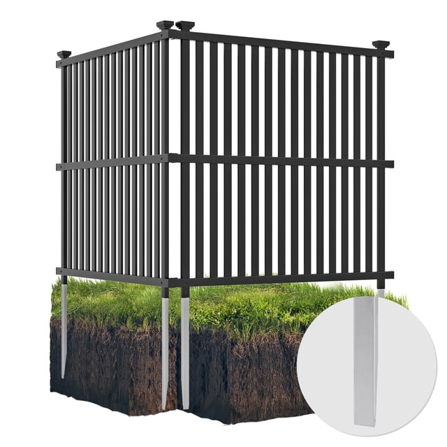 Costway 2 PCS Air Conditioner Fence Panels with Metal Ground Stakes No Dig Trash Can Enclosure Black