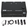 thumbnail image 2 of Conmutador KVM USB modo dual 2 en 2 salidas Conmutador KVM de monitor dual de metal Puerto USB 20 4W para transmisión en vivo para enseñanza, 2 of 8