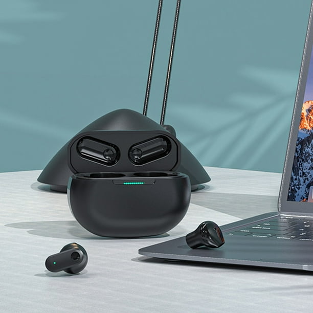 Auriculares inalámbricos Bluetooth semi-intraurales con cancelación de ruido, 8/32 h de reproducción, controladores de cable dorado, resistentes al sudor, para deportes, latencia ultra baja, para jueg