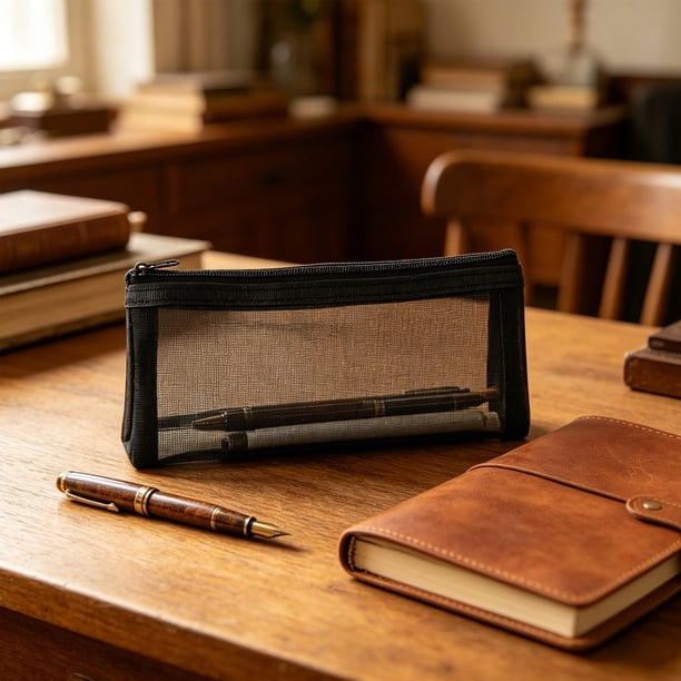 Estuche de malla transparente para lápices – Estuche de gran capacidad para estudiantes, ideal para la escuela, el hogar o la oficina | Organizador de almacenamiento de tela ligero con visibili