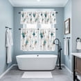 thumbnail image 3 of Green Brown Diamond Kitchen Curtains Sets for Windows 36 Inch Length, Modern Geometric Middle Century Rod Pocket Window Treatments Tier Curtains and Valances Set for Bedroom/Bathroom, 3 of 8