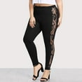 thumbnail image 2 of ZyeKqe Plus Size Leggings for Women High Waisted Yoga Pants Side Lace Crochet Full Length Tights, 2 of 9