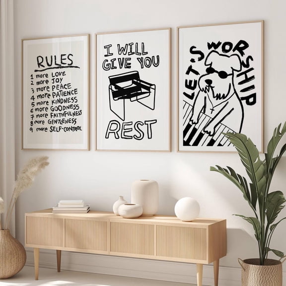 Trendy Christian Wall Art Neutral Modern Black White Aesthetic Religious Scripture Retro Set 3 Unframed Paper Print 8x12