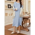 thumbnail image 2 of Avidlove Nightgowns for Women Floral Long Sleeve Henley Sleepshirt Full Length Nightdress Sleepwear with Pockets S-3XL, 2 of 7
