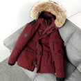thumbnail image 3 of Men Down Jacket with Multiple Pockets Hooded Faux Fur Trim Long Sleeve Windproof Design Outdoor Coat Zipper Placket Cargo Down Coat, 3 of 8