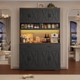 thumbnail image 2 of Hiphuta Farmhouse Kitchen Pantry Storage Cabinet, 75”H Freestanding Hutch with 8 Doors and 2 Drawers for Dining and Living Room, Black, 2 of 7
