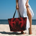 thumbnail image 2 of Ratiio Red Gothic Skeleton Throne Print Large Capacity Beach Travel Bag, Polyester Waterproof Tote Bag with Zipper for Vacation and Daily Use, 2 of 6