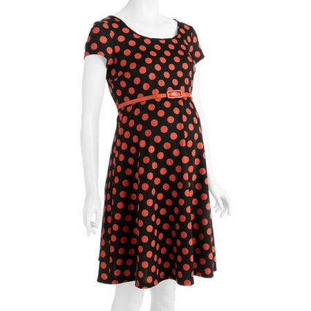 Planet Motherhood Maternity Belted Polka Dot Knit Dress
