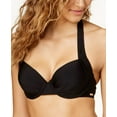 thumbnail image 2 of Calvin Klein Women's Pleated Convertible Underwire Bikini Top Swimsuit Black Size Large, 2 of 4