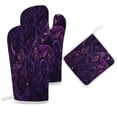 thumbnail image 6 of Simple Purple Ripple Oven Mitt And Pot Holder Set Oven Glove for Kitchen Baking Cooking Grilling, 6 of 6