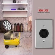 ENERLITES NEMA L5-30R Flush Mounting Locking Receptacle for Generator, Twist Lock Outlet, 30 Amp, 125 Volt, 2 Pole, 3 Wire Grounding, Industrial Grade, UL Listed, 66440-BK, Black