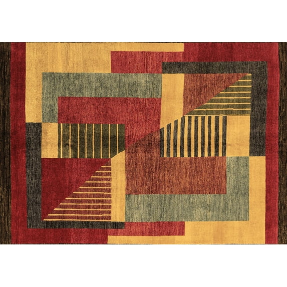 Ahgly Company Indoor Rectangle Oriental Brown Modern Area Rugs, 2' x 3'