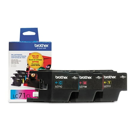 Standard Cyan Ink Brother Genuine Standard Yield Color Ink Cartridges, LC713PKS, Replacement 3 Pack of Color Ink, Includes 1 Cartridge Each of Cyan, Magenta & Yellow, Page Yield Up To 300 Pages/Cartridge, LC71 ()