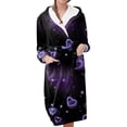 thumbnail image 1 of Women's Fleece Plush Robe Long Warm Plush Bathrobe Loungewear Jacket Printed Comfort Robe, 1 of 5