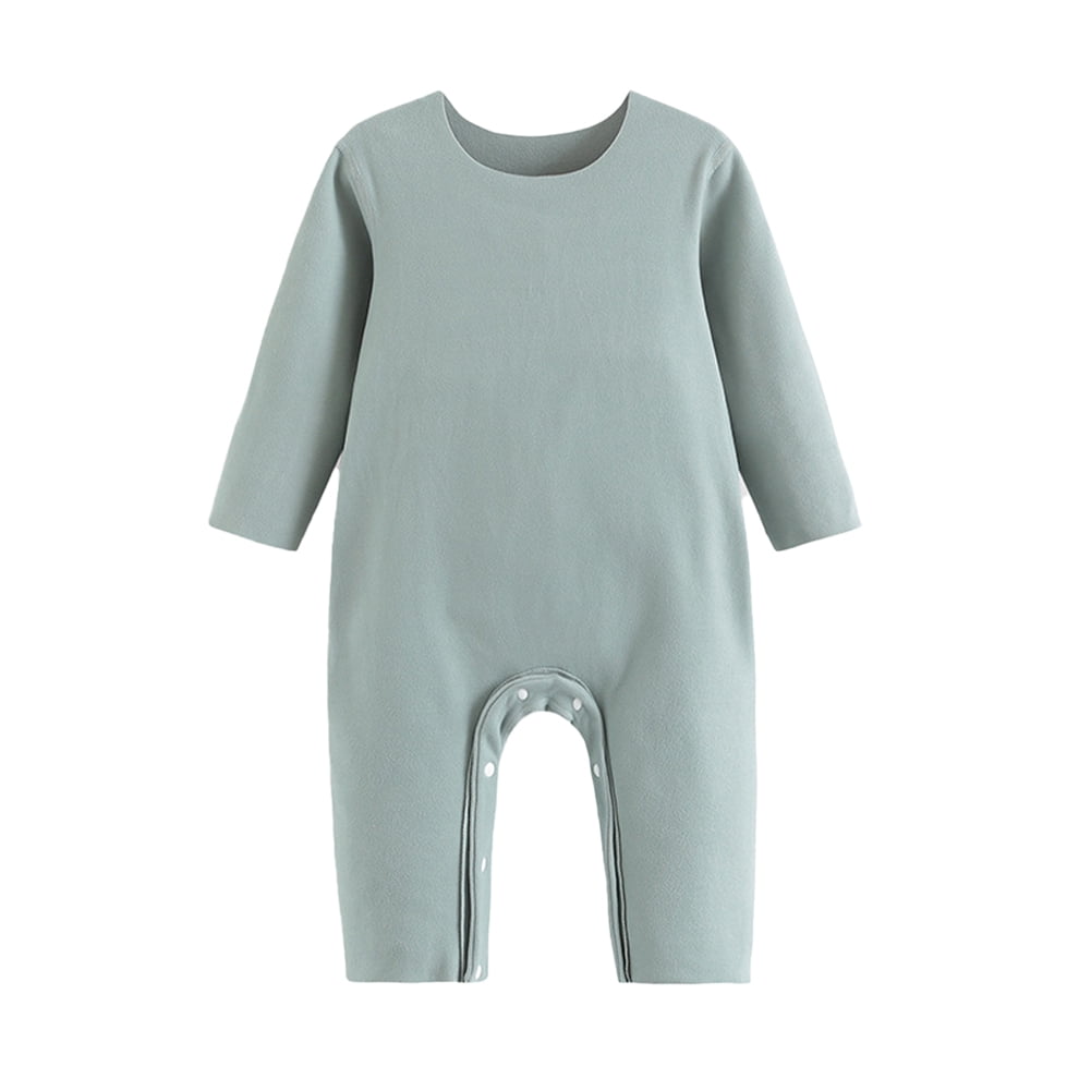 Esaierr Newborn Baby Boys Girls Solid Color Bodysuit Romper Unisex Infants Fall Winter Jumpsuits Outfit Clothes Cotton Pajamas Set for 2-24 Months