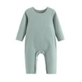 thumbnail image 3 of Esaierr Newborn Baby Boys Girls Solid Color Bodysuit Romper Unisex Infants Fall Winter Jumpsuits Outfit Clothes Cotton Pajamas Set for 2-24 Months, 3 of 7