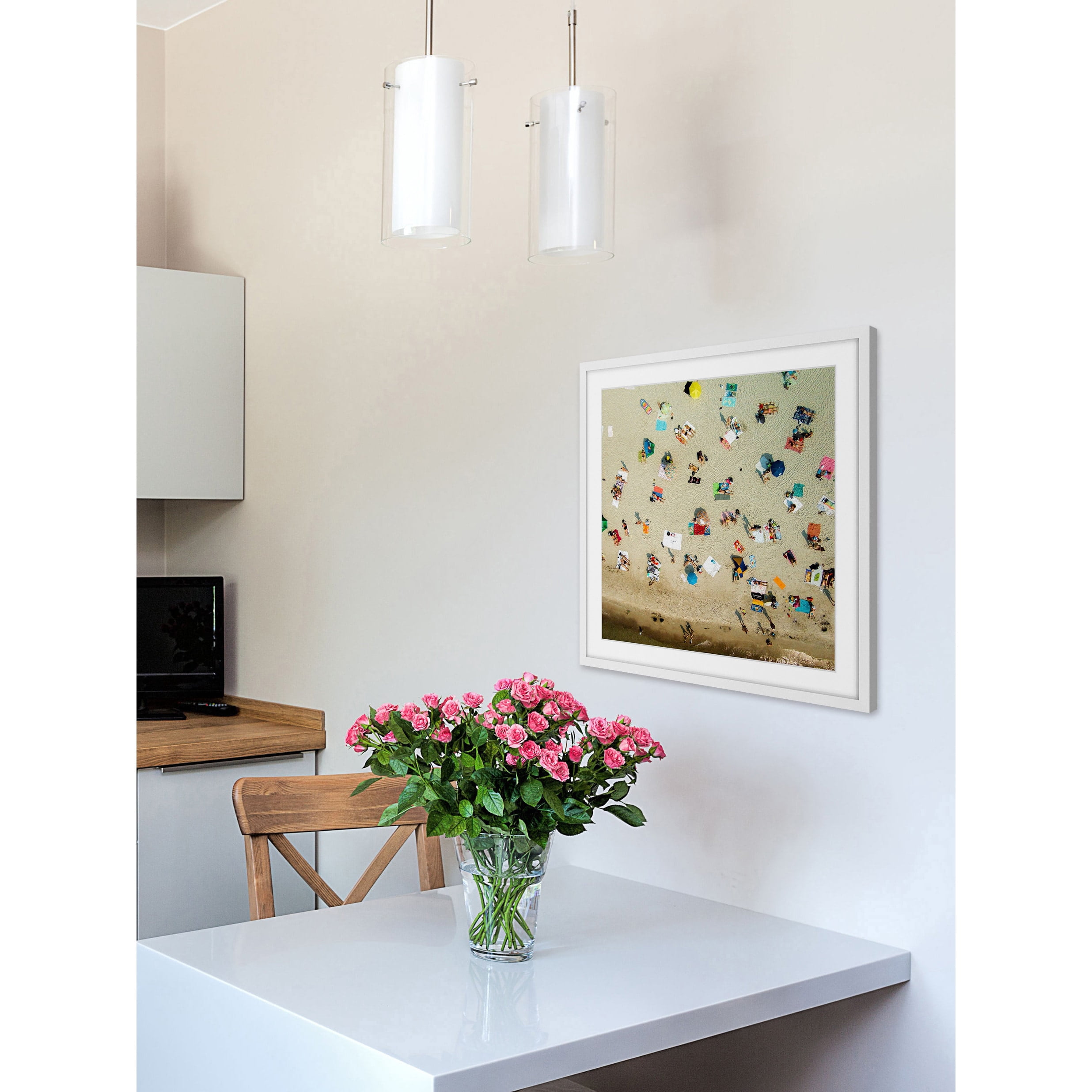 "Beach Towels" Framed Painting Art Print, 24.0" x 1.5"