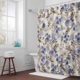 thumbnail image 6 of Purple Flowers Shower Curtain for Bathroom Decor, Spring Watercolor Purple Floral Leaf Linen Texture Waterproof Fabric Shower Curtain, 72"x72" Set with 12 Hooks, 6 of 9