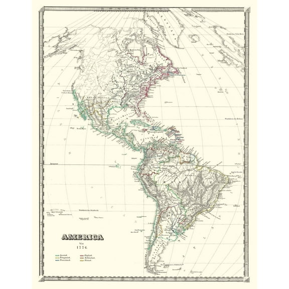 Historic Map - America - Spruner 1776 - 23 x 29.55 - Vintage Wall Art