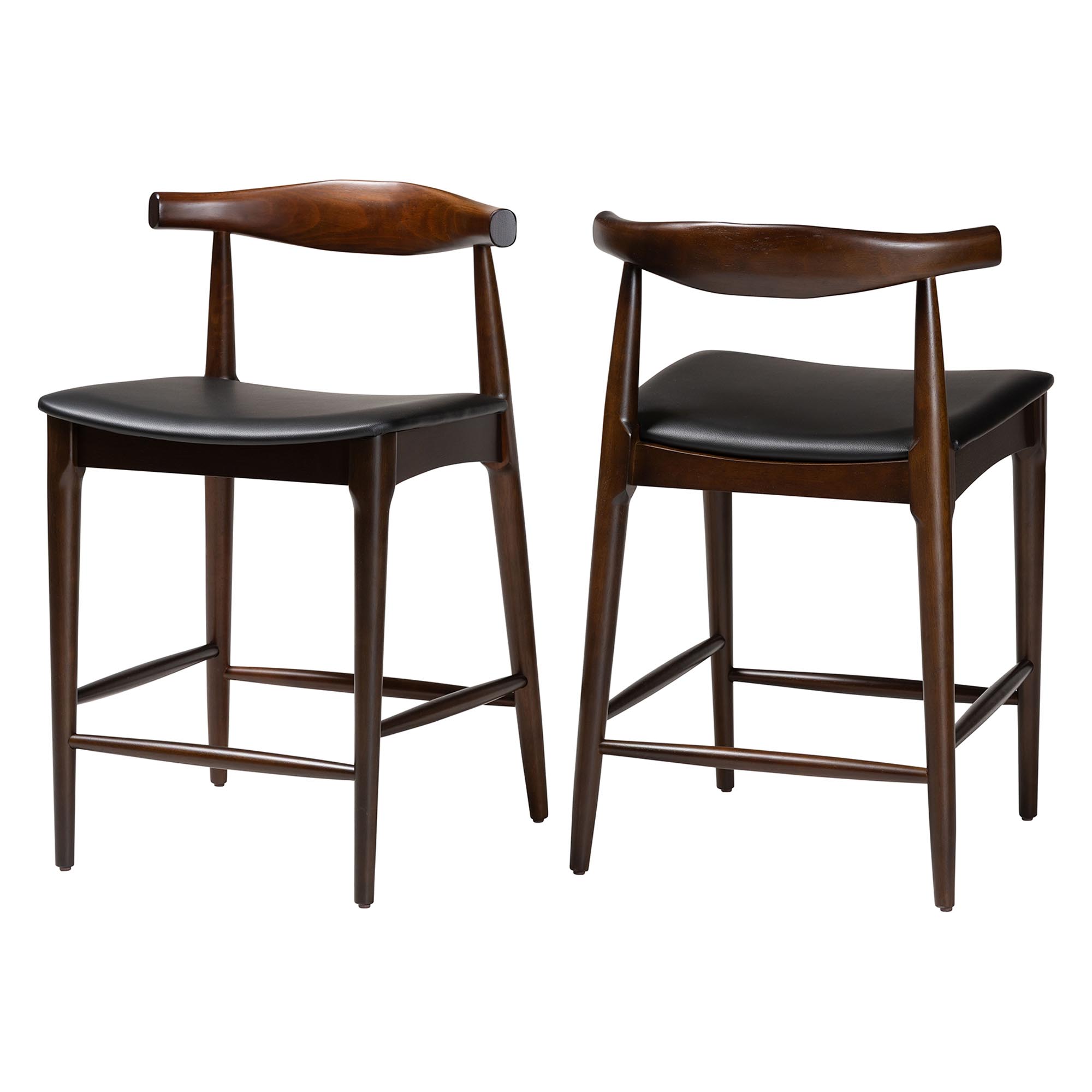 Baxton Studio Eira Mid-Century Counter Stool, Set of 2, Counter Height, Black