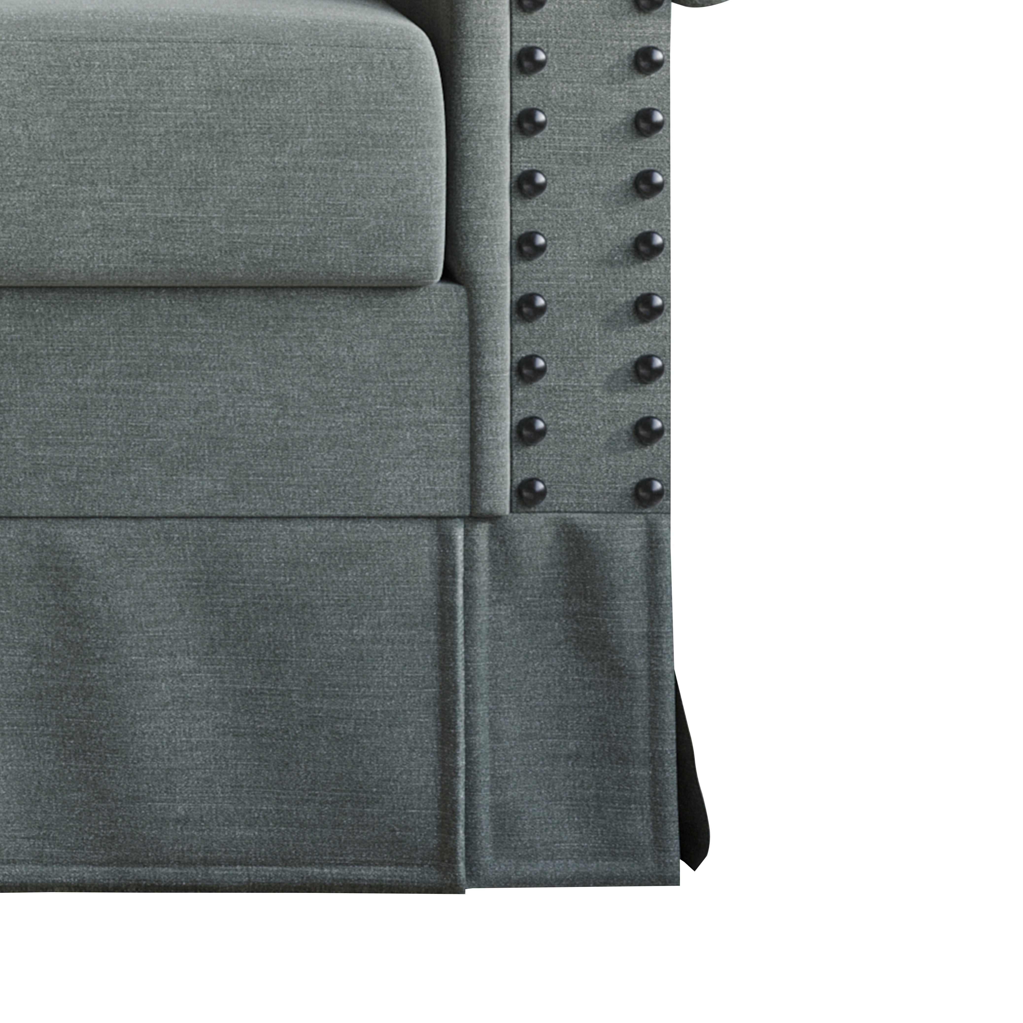 Home Design Emerson Rolled Arm 3-Seater Sofa, Upholstered with Nailhead Trim, Classic Gray Fabric
