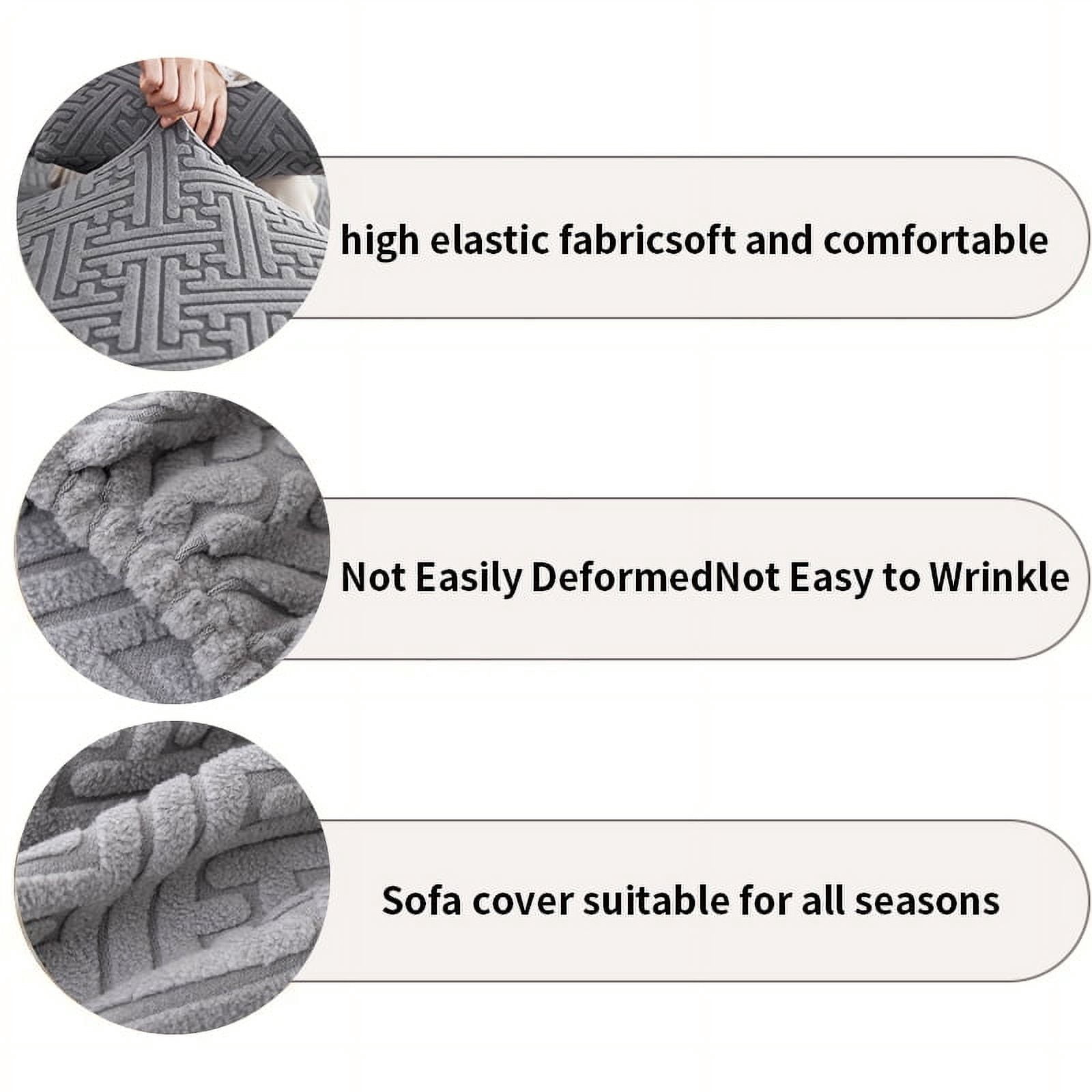 Wear-Resistant Universal Sofa Cover, Stretch Couch Cushion Slipcovers Replacement, Anti-Slip L Shape Sofa Covers, Chaise Lounge Slipcover Single Seat (Dark gray)