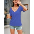 thumbnail image 5 of Women Large V-Neck Short Sleeve Bottoming Shirt, 5 of 6
