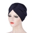 thumbnail image 3 of Women Fashion Solid Lightweight India Hat Muslim Ruffle Beanie Turban Wrap Cap, 3 of 9
