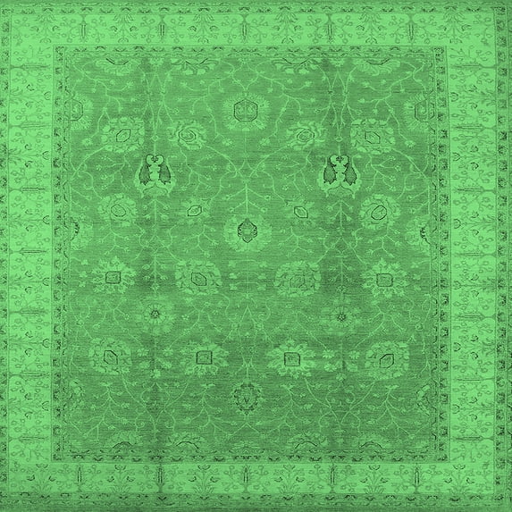 Ahgly Company Indoor Square Oriental Emerald Green Industrial Area Rugs, 8' Square