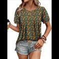 thumbnail image 1 of Blusas Informales de Negocios para Mujer, Moda de Verano, Camisetas con Mangas 3/4 con Volantes, Blusa Tipo Túnica Elegante e Informal. Verde S, 1 of 6