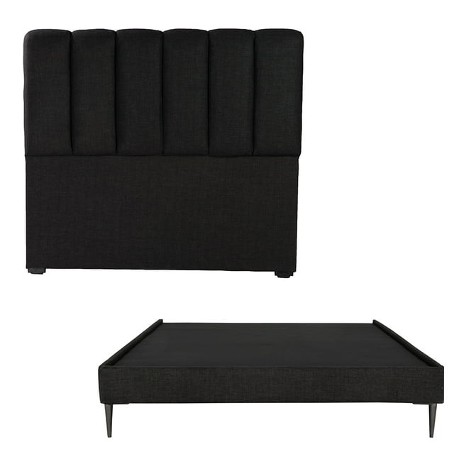 Box Base Cama Slim + Cabecera Matrimonial Negro