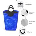 thumbnail image 4 of Waterproof Collapsible Laundry Hamper, Blue Line Love Aluminum Handle Laundry Bag Storage Basket, 50L, 4 of 6