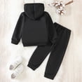 thumbnail image 6 of HFHAPW Girls Boys Hooded Suit Kids Fall Winter Pullover Sweatsuit and Jogging Pants Unisex Tracksuit(Black,7-8 Y), 6 of 8