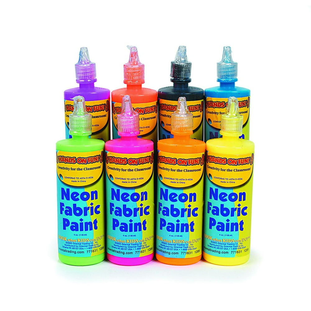 Neon Fabric Paint Basic Supplies 8 Pieces