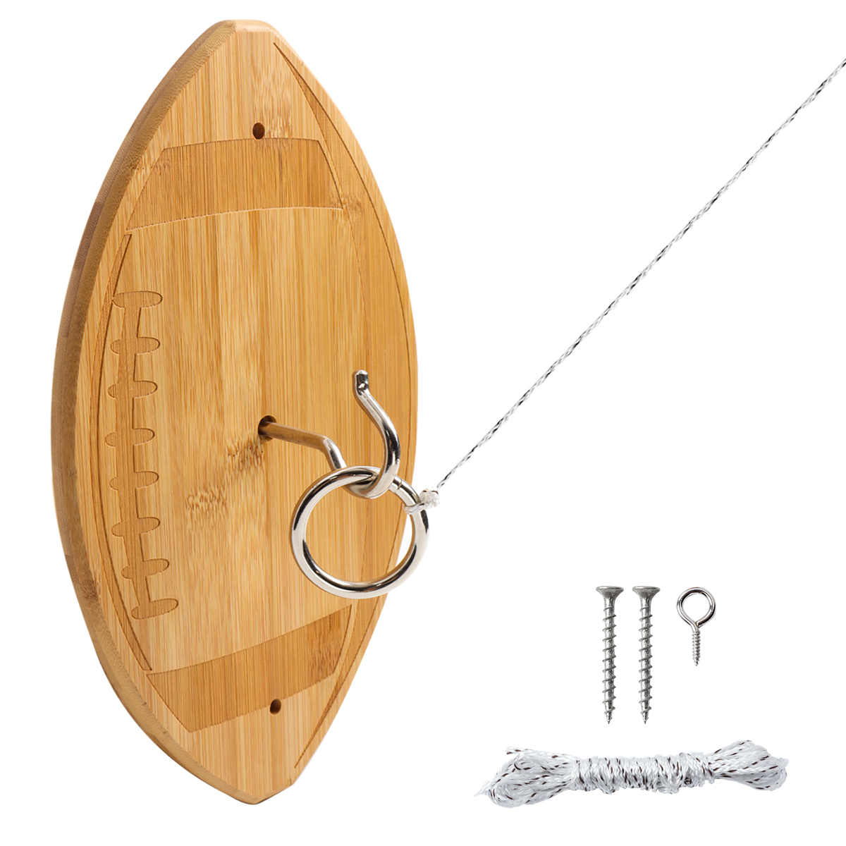 GSE Games & Sports Expert Football Face Style Bamboo Hook and Ring Toss Game Set for Indoor/Outdoor Family Fun Party Game