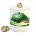 thumbnail image 1 of Avocado Piggy Bank, Aquarelle Autumn Theme with Pastel Colors for Exotic Food and Drops Image, Ceramic Coin Bank Money Box for Cash Saving, 3.6" X 3.2", Brown and Emerald, by Ambesonne, 1 of 4