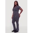 thumbnail image 3 of Women's Plus Size Compression Rib Johnny Collar Short Sleeve Top, 3 of 4