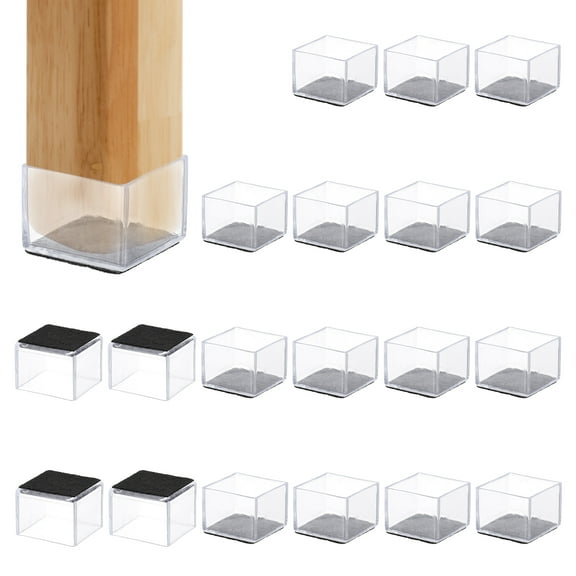 Uxcell Chair Leg Floor Protector, 20 Pcs Square Fit 1.38" Furniture Leg Cap, Transparent